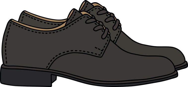 Hand drawing of classic black leather men's shoes
