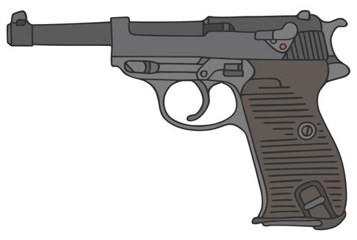 Hand drawing of an old germany military pistol