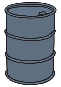 Hand drawing of a classic blue sheetmetal barrel