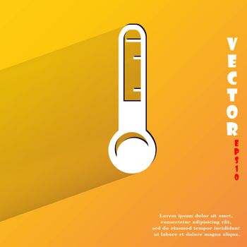 Thermometer. Flat modern web button with long shadow and space for your text. Vector. EPS10
