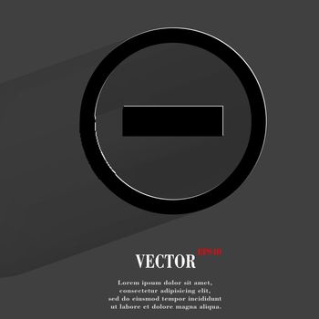 minus. Flat modern web button with long shadow and space for your text. Vector. EPS10