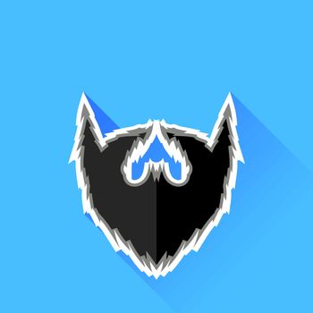 Black Beard Icon Isolated on Blue Background
