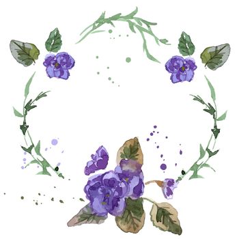 Watercolor Illustration of Violet Flowers