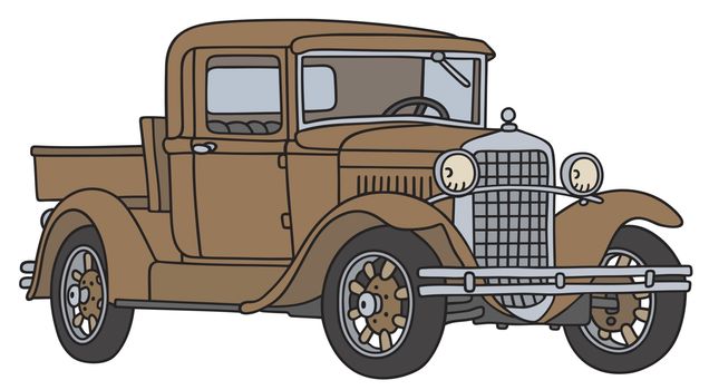 Hand drawing of a vintage truck - not a real type