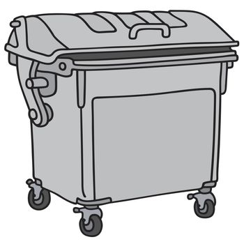 Hand drawing of a metal garbage container