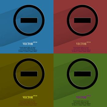 Color set minus. Flat modern web button with long shadow and space for your text. Vector. EPS10