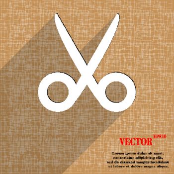 Scissors hairdresser icon symbol Flat modern web design with long shadow and space for your text. Vector illustration
