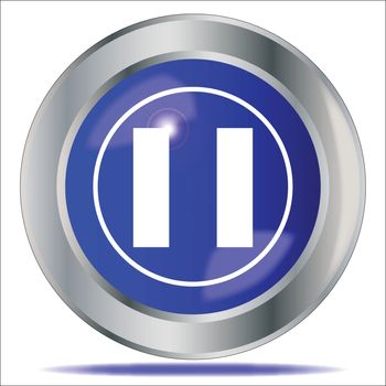 A large blue pause symbol button over a white background
