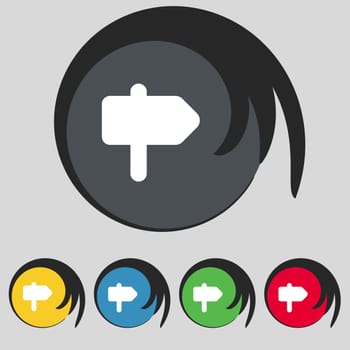 Information Road icon sign. Symbol on five colored buttons. Vector illustration