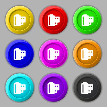 35 mm negative films icon sign. symbol on nine round colourful buttons. Vector illustration