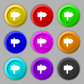 Information Road icon sign. symbol on nine round colourful buttons. Vector illustration