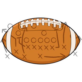 Concept illustration showing a football with tactic drawings on top of it