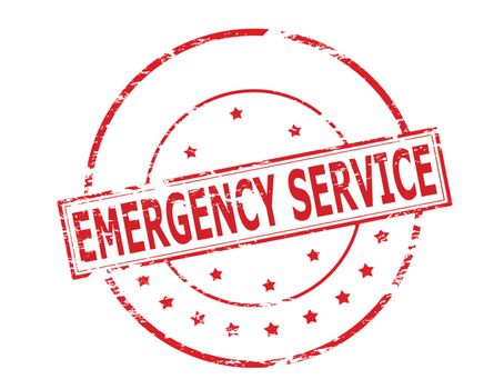 Rubber stamp with text emergency service inside, vector illustration