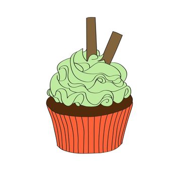 doodle cupcake, vector format eps10