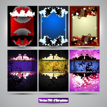six richly decorated frames of different colors on a gray background