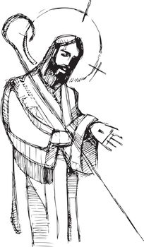 Hand drawn vector illustration or drawing of Jesus Christ