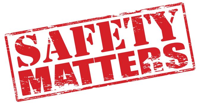 Rubber stamp with text safety matters inside, vector illustration