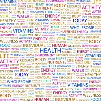 HEALTH. Word cloud concept illustration. Wordcloud collage.
