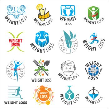 large set of vector logos weight loss