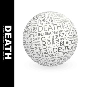 DEATH. Word cloud concept illustration. Wordcloud collage.
