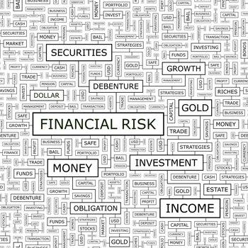 FINANCIAL RISK. Seamless pattern. Word cloud illustration.