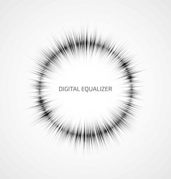 Abstract gray round music equalizer on white background. Vector illustration