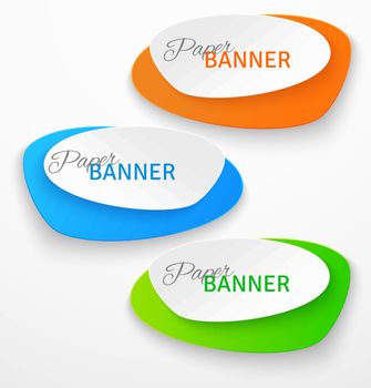 Set of oval colorful paper origami banners. Vector illustration