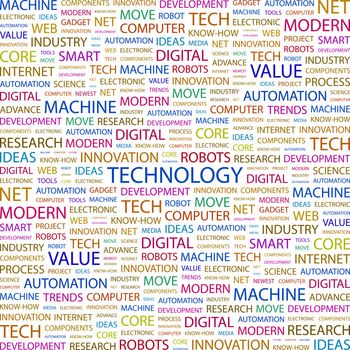 TECHNOLOGY. Word cloud illustration. Tag cloud concept collage.