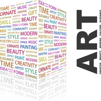 ART. Concept illustration. Graphic tag collection. Wordcloud collage.