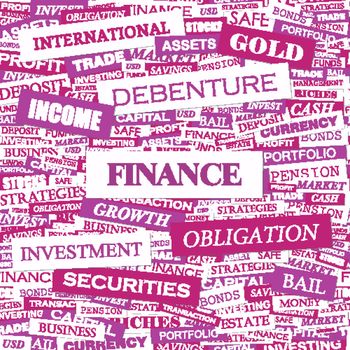 FINANCE. Concept illustration. Graphic tag collection. Wordcloud collage.
