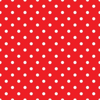 White Polka Dots on Red Background Seamless Pattern Tile