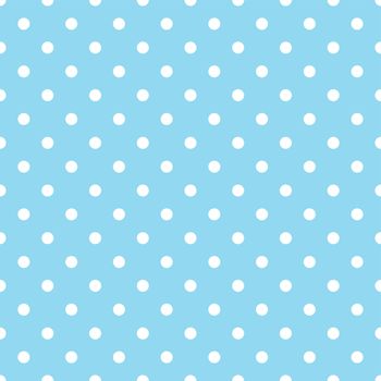 White Polka Dots on Blue Background Seamless Pattern Tile