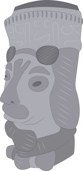 Vector illustration of a stone totem in the style of the ancient Maya