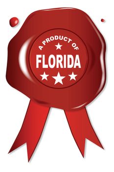 A wax seal with a the text A Product of Florida