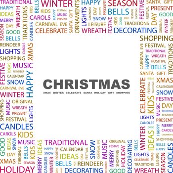 CHRISTMAS. Word cloud concept illustration. Wordcloud collage.