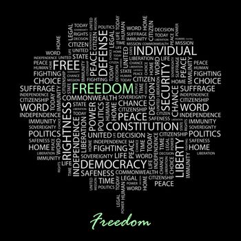 FREEDOM. Word cloud concept illustration. Wordcloud collage.