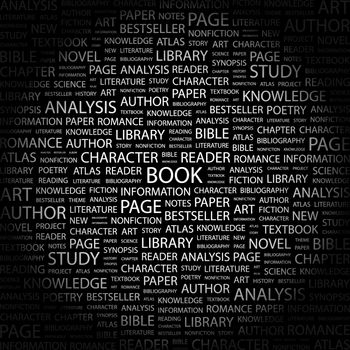 BOOK. Word cloud concept illustration. Wordcloud collage.