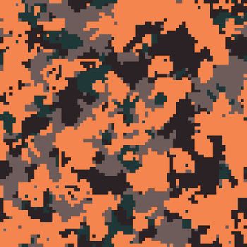 Seamless extreme orange digital camo pattern