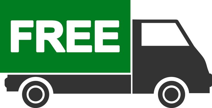 Free shipment icon from Business Bicolor Set. Vector style: flat bicolor symbols, green and gray colors, rounded angles, white background.