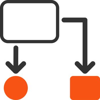 Scheme icon from Commerce Set. Vector style: bicolor flat symbol, orange and gray colors, rounded angles, white background.