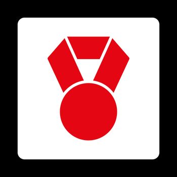Achievement icon from Award Buttons OverColor Set. Icon style is red and white colors, flat rounded square button, black background.