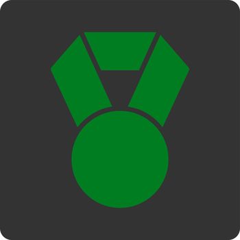 Achievement icon from Award Buttons OverColor Set. Icon style is green and gray colors, flat rounded square button, white background.