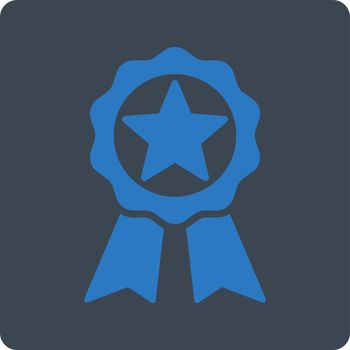 Award icon from Award Buttons OverColor Set. Icon style is smooth blue colors, flat rounded square button, white background.