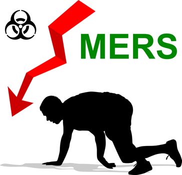 Man struck Mers Corona Virus sign. Vector Illustration.
