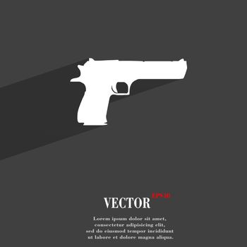 gun icon symbol Flat modern web design with long shadow and space for your text. Vector illustration