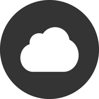 Cloud icon from Primitive Round Buttons OverColor Set. This round flat button is drawn with white and gray colors on a white background.