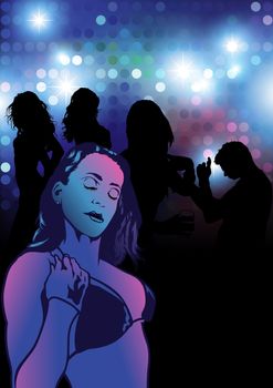 Dance Party in Night Club - illustration, Vector