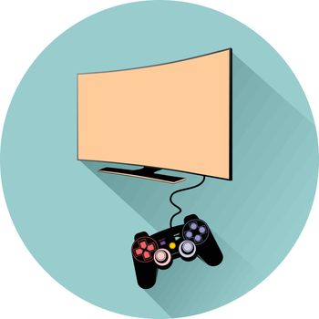 Console for game with TV monitor illustration