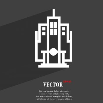 skyscraper icon symbol Flat modern web design with long shadow and space for your text. Vector illustration