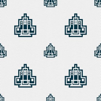 skyscraper icon sign. Seamless pattern with geometric texture. Vector illustration